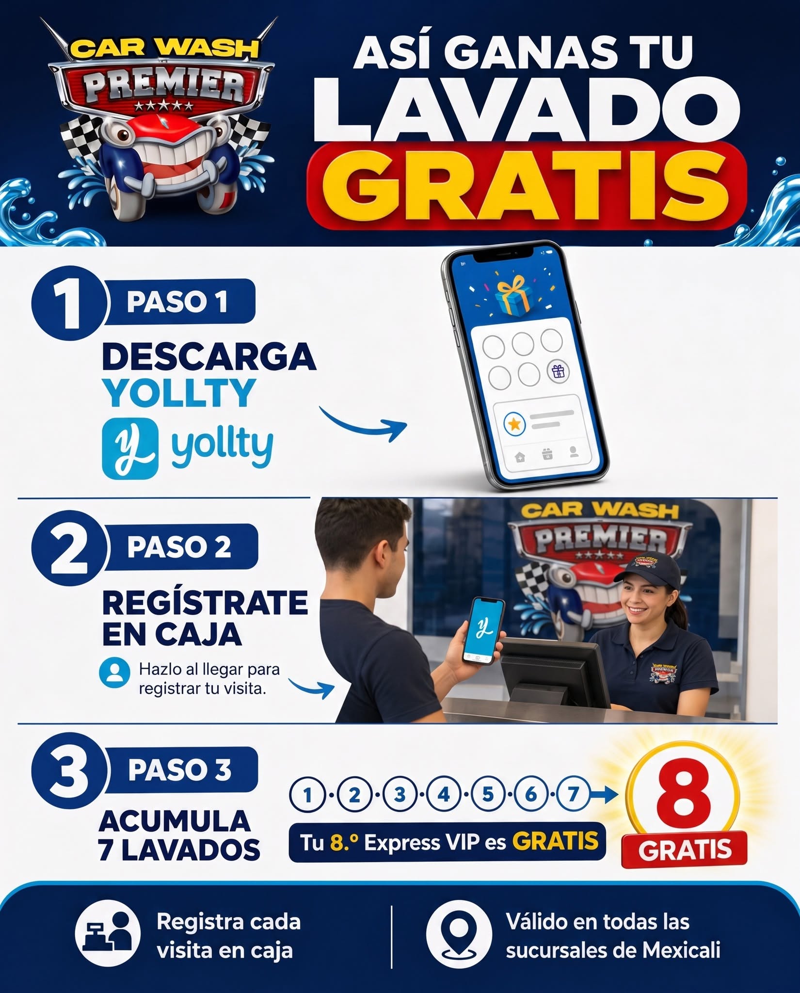 Gana tu lavado gratis: acumula 7 lavados en la app Yollty y tu octavo Express VIP es gratis
